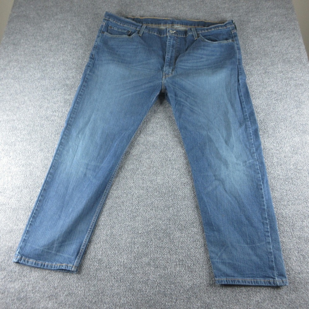 Levis 502 Jeans Mens 46x28 Blue Tapered Medium Wash Stretch Denim Casual